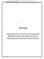 Tiểu luận: Đánh giá phát triển con người của Việt Nam giai đoạn 2001-2010. Để nâng cao chỉ số HDI của Việt Nam, những hướng nào cần phải tập trung đẩy mạnh hơn