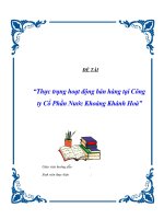 Luận văn  thực trạng hoạt động bán hàng tại công ty cổ phần nước khoáng khánh hoà