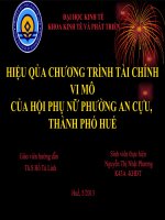 Slide HIỆU qủa CHƯƠNG TRÌNH tài CHÍNH VI mô của hội PHỤ nữ PHƯỜNG AN CỰU,THÀNH PHỐ HUẾ 