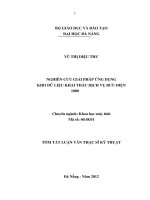 Nghiên cứu giải pháp ứng dụng kho dữ liệu khai thác dịch vụ bưu điện 1080 