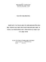 Thiết kế và sử dụng bộ câu hỏi định hướng bài học trong dạy học phần hoá phi kim hoá học 10 nâng cao nhằm phát huy tính tích cực học tập của học sinh 