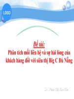 Slide phân tích mối liên hệ giữa chất lượng dịch vụ và sự hài lòng của khách hàng đối với siêu thị big c đà nẵng