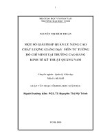 Một số giải pháp quản lý nâng cao chất lượng giảng dạy môn tư tưởng hồ chí minh tại trường cao đẳng kinh tế kỹ thuật quảng nam 