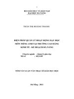 Biện pháp quản lý hoạt động dạy học môn tiếng anh tại trường cao đẳng kinh tế   kế hoạch đà nẵng 