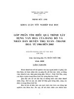 Góp phần tìm hiểu quá trình xây dựng văn hoá của đảng bộ và nhân dân huyện thọ xuân   thanh hoá từ 1986 đến 2005 
