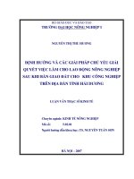 Định hướng và các giải pháp chủ yếu giải quyết việc làm chi lao động nông nghiệp sau khi bàn giao đất cho khu công nghiệp trên địa bàn tỉnh hải dương 