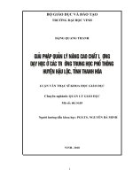 Giải pháp quản lý nâng cao chất lượng dạy học ở các trường trung học phổ thông huyện hậu lộc, tỉnh thanh hóa 