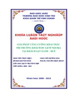 GIẢI PHÁP TĂNG CƯỜNG KHAI THÁCTHỊ TRƯỜNG KHÁCH DU LỊCH nội ĐỊATẠI KHÁCH sạn XANH – HUẾ 