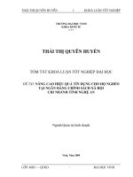 Nâng cao hiệu quả tín dụng cho hộ nghèo tại ngân hàng chính sách xã hội chi nhánh tỉnh nghệ an 