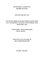 Xây dựng chính sách phát triển nguồn nhân lực tại trường cao đẳng giao thông vận tải II trong giai đoạn 2010 2015 