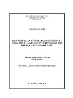 Biện pháp quản lý hoạt động nghiên cứu khoa học của giảng viên trường đại học thể dục thể thao đà nẵng 