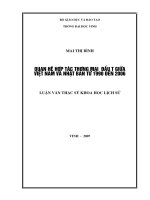 Quan hệ hợp tác thương mại đầu tư giữa việt nam và nhật bản từ 1990 đến 2006 