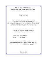 ẢNH HƯỞNG của các dự án đầu tư đến TÌNH HÌNH QUẢN lý sử DỤNG đất NÔNG NGHIỆP HUYỆN CHƯƠNG mỹ, THÀNH PHỐ hà nội 