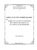 Nghiên cứu các nhân tố ảnh hưởng đến ý định sử dụng dịch vụ 3g của viettel tại thành phố huế 