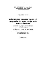 Khảo sát hành động van xin qua lời thoại nhận vật trong truyện ngắn nguyễn công hoan luận văn thạc sỹ ngữ văn 