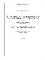 Về một tính chất ổn định tiệm cận của hệ sai phân có thời gian trễ 