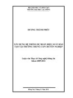 Xây dựng hệ thống dự đoán hiệu suất đào tạo tại trường trung cấp chuyên nghiệp luận văn thạc sĩ 