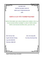 Phân tích hiệu quả hoạt động huy động vốn tại ngân hàng nông nghiệp và phát triển nông thôn chi nhánh hướng hóa, quảng trị 