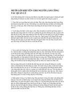 Tài liệu MƯỜI LỜI KHUYÊN CHO NGƯỜI LÀM CÔNG TÁC QUẢN LÝ ppt