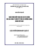 Hoàn thiện phân tích hiệu quả kinh doanh trong các doanh nghiệp chế biến gỗ xuất khẩu khu vực nam trung bộ 