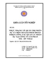 Thực trạng về quản trị nhân sự tại công ty cổ phần TM DV VISAI 