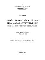 Nghiên cứu chiết tách, phân lập phẩm màu annatto từ hạt điều nhuộm bằng phương pháp KOH 