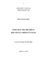 Tính chất thu hẹp iđêan đối với nửa nhóm lũy đẳng luận văn thạc sĩ toán học 