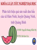 Slide phân tích hiệu quả sản xuất dưa hấu của xã hàm ninh, huyện quảng ninh, tỉnh quảng bình 