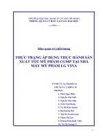 Thực trạng áp dụng thực hành sản xuất tốt mỹ phẩm CGMP tại nhà máy mỹ phẩm công ty TNHH mỹ phẩm LG vina 
