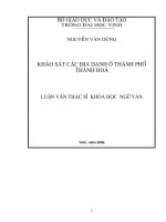 Khảo sát các địa danh ở thành phố thanh hoá 