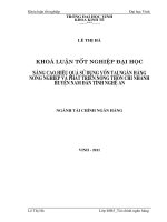Nâng cao hiệu quả sử dụng vốn tại ngân hàng nông nghiệp và phát triển nông thôn chi nhánh huyện nam đàn tỉnh nghệ an luận văn tốt nghiệp đại học 
