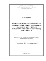 Nghiên cứu một số tiêu chí đánh giá đô thị sinh thái và khả năng áp dụng trong điều kiện việt nam  nghiên cứu điển hình tại khu đô thị mới linh đàm 