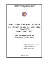 Thực trạng tình hình tài chính tại công ty CP đầu tư  kiến trúc  xây dựng toàn thịnh phát  khóa luận tốt nghiệp 