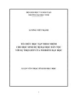 Tổ chức học tập theo nhóm cho học sinh dự bị đại học dân tộc với sự trợ giúp của website dạy học (thể hiện qua phần quang hình) 