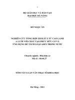 Nghiên cứu tổng hợp zeolit x từ cao lanh a lưới với chất tạo phức hữu cơ và ứng dụng để tách loại asen trong nước  