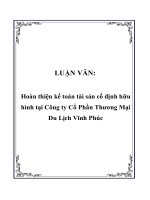 Hoàn thiện kế toán tài sản cố định hữu hình tại Công ty Cổ Phần Thương Mại Du Lịch Vĩnh Phúc