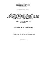 Điều tra thành phần loài thực vật bậc cao có mạch tại vùng đệm khu bảo tồn thiên nhiên kẻ gỗ, xã cẩm mỹ, huyện cẩm xuyên, tỉnh hà tĩnh 
