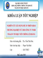 NGHIÊN cứu xây DỰNG đề án TRIỂN KHAI THƯƠNG mại điện tử CHO CÔNG TY TNHH TM & DV TIN học VIỄN THÔNG lê HOÀNG 
