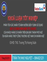 Slide PHÂN TÍCH các NHÂN tố ẢNH HƯỞNG đến ý ĐỊNH sử DỤNG DỊCH vụ NGÂN HÀNG điện tử ( e BANK ) của KHÁCH HÀNG cá NHÂN TRÊN địa bàn tại NGÂN HÀNG TMCP VIETTIN CHI NHÁNH HUẾ 