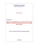 Khảo sát ảnh hưởng của năng lượng xung bơm và mất mát lên công suất của laser đối stokes luận văn thạc sỹ vật lý 