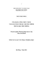 Ứng dụng công thức viete vào giải toán thuộc chương trình trung học phổ thông 