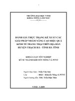 Đánh giá thực trạng và đề xuất các giải pháp nhằm nâng cao hiệu quả kinh tế trang trại trên địa bàn huyện thạch hà   tỉnh hà tĩnh 