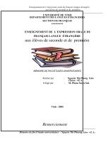 Luận văn enseignement de l'expression orale du francais langue étrangère aux élèves de seconde et de première 
