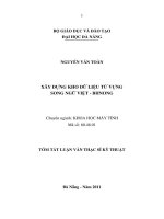 Xây dựng kho dữ liệu từ vựng song ngữ việt bhnong 