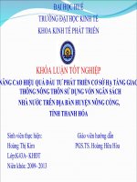 Slide NÂNG CAO HIỆU QUẢ đầu tư PHÁT TRIỂN cơ sở hạ TẦNG GIAO THÔNG NÔNG THÔN sử DỤNG vốn NGÂN SÁCHNHÀ nước TRÊN địa bàn HUYỆN NÔNG CỐNG,TỈNH THANH hóa 