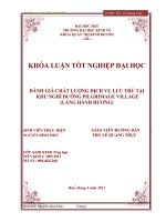 ĐÁNH GIÁ CHẤT LƯỢNG DỊCH vụ lưu TRÚ tại KHU NGHỈ DƯỠNG PILGRIMAGE VILLAGE(LÀNG HÀNH HƯƠNG) 