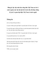 Tài liệu Đăng ký lại việc sinh cho công dân Việt Nam cư trú ở nước ngoài, mà việc hộ tịch đó trước đây đã được đăng ký tại Cơ quan đại diện Việt Nam ở nước ngoài ppt