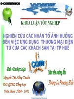 Slide nghiên cứu các nhân tố ảnh hưởng việc ứng dụng thương mại điện tử của các KS tại TP huế 
