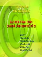 ĐẶC điểm THÀNH CÔNG của NHÀ LÃNH đạo THẾ kỷ 21 