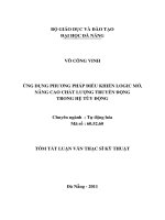 Ứng dụng phương pháp điều khiển logic mờ, nâng cao chất lượng truyền động trong hệ tùy động 